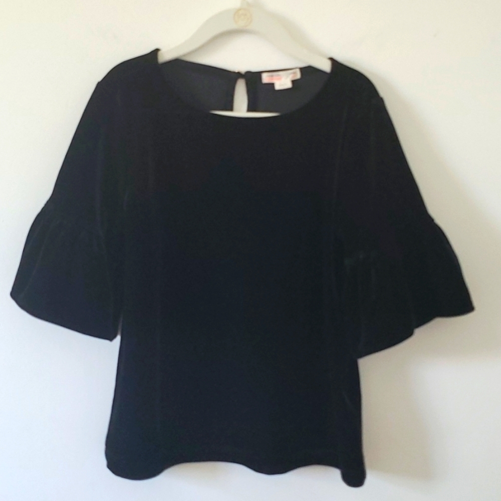 Crewcuts by Jcrew velvet fluttered sleeve top